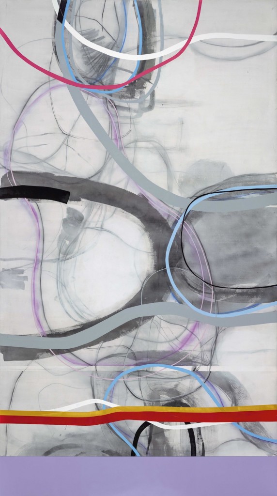 周力，《线-影子的影子 之八》+Lines-the Shadow of the Shadows No.8，综合材料-Mixed media on canvas，500x280cm，钢板尺寸：40x280.5cm,2016-2017 copy